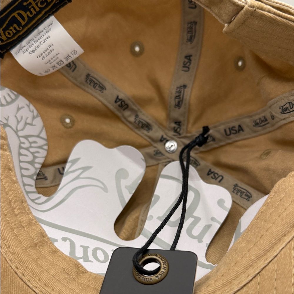 Von Dutch Distressed Dad Cap in a washed tan - Picture 9 of 12